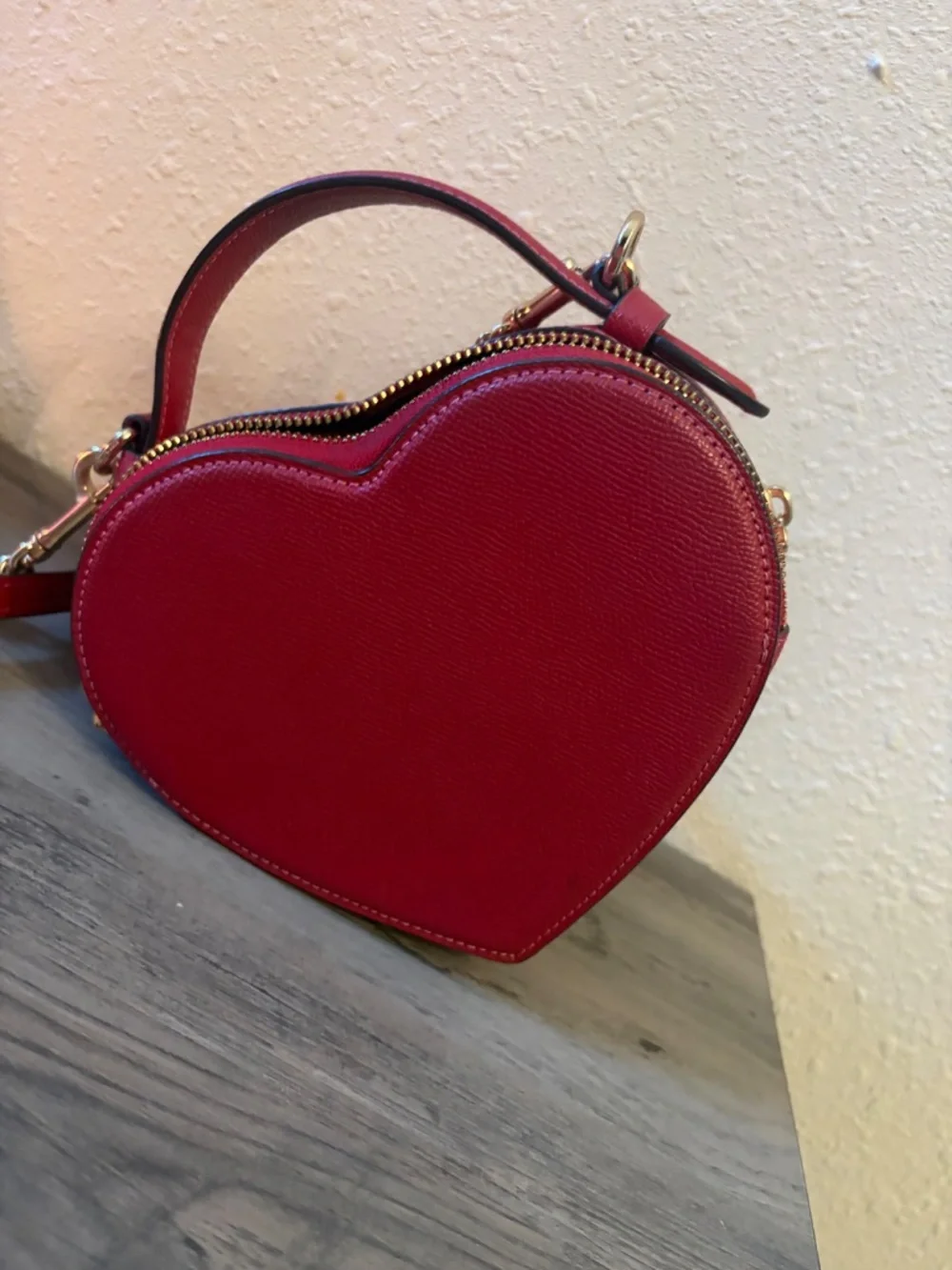 Coach Red Heart Crossbody Bag Purse Gold Hardware